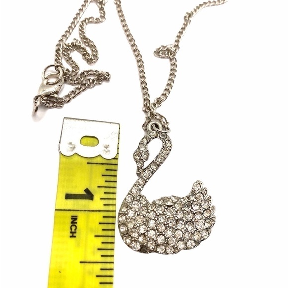 Swan Crystal Necklace Silver Tone 31” - Picture 8 of 13